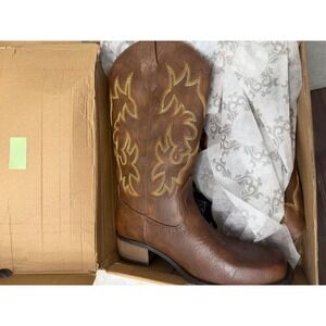 IUV Wandering Western Dark Brown Embroidered Square Toe Cowboy Boots CB021-DB 11